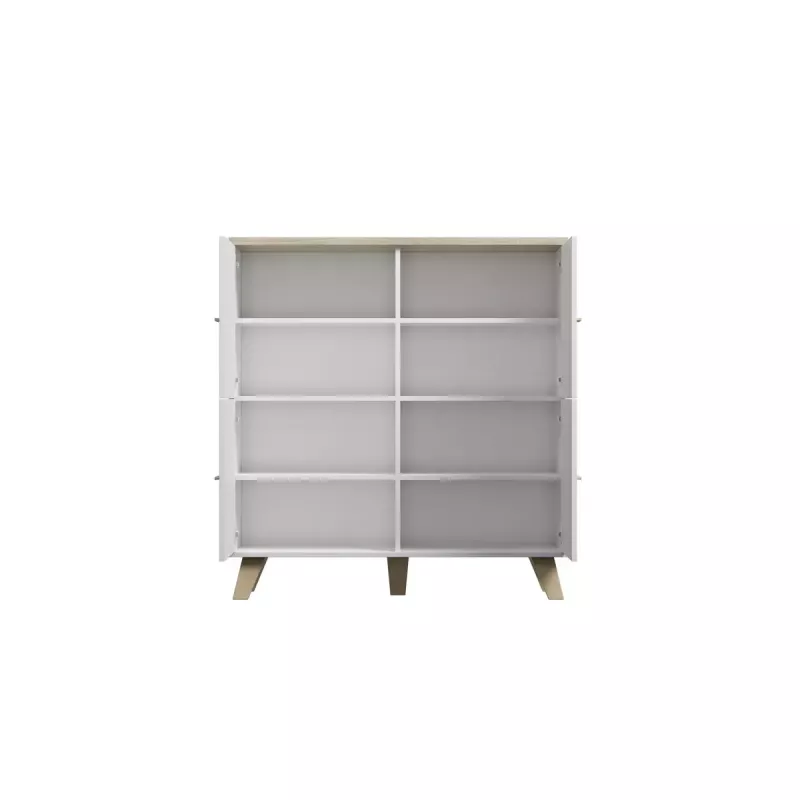 Cama Meble LOTTA 110 4D aparador, blanco + roble Sonoma