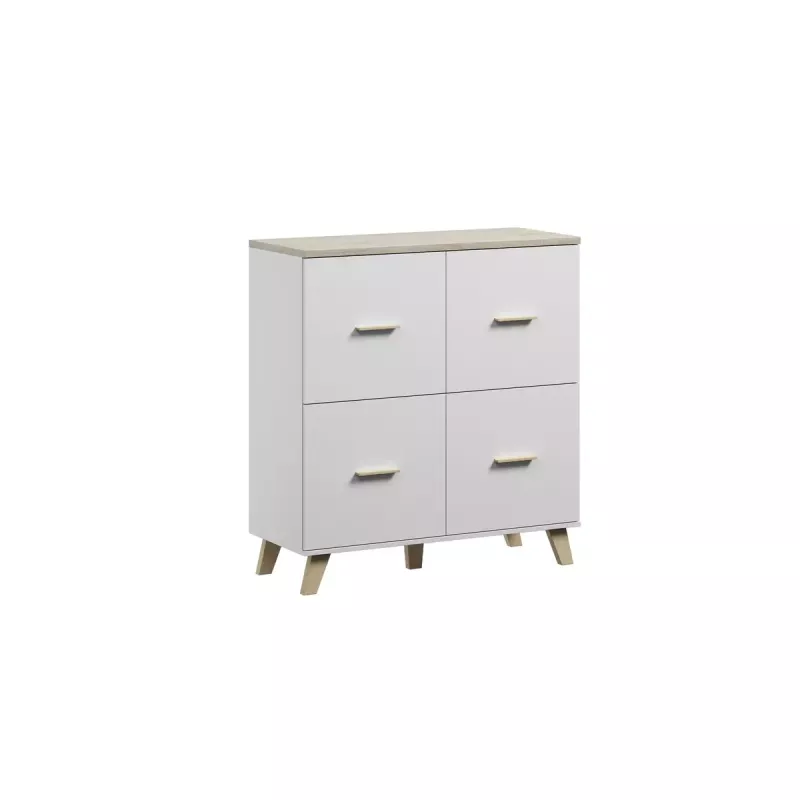 Cama Meble LOTTA 110 4D aparador, blanco + roble Sonoma