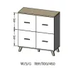 Cama Meble LOTTA 110 4D aparador, blanco + roble Sonoma
