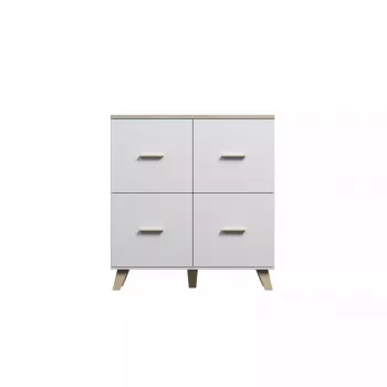 Aparador Cama meble LOTTA 110 4D — 4 puertas, 6 estantes, acabado roble sonoma, 1100×540×1190 mm