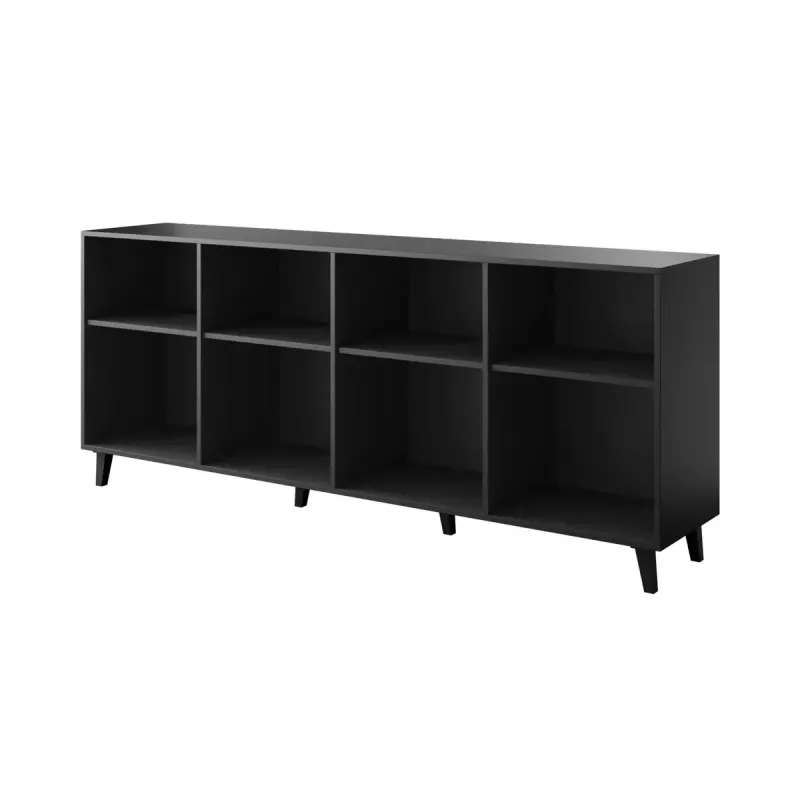Cómoda Cama Meble ETNA 200x42x82 cm, negro mate con roble rústico, aglomerado