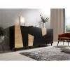 Cómoda Cama Meble ETNA 200x42x82 cm, negro mate con roble rústico, aglomerado