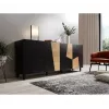 Cómoda Cama Meble ETNA 200x42x82 cm, negro mate con roble rústico, aglomerado