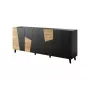 Cómoda Cama Meble ETNA 200x42x82 cm, negro mate con roble rústico, aglomerado