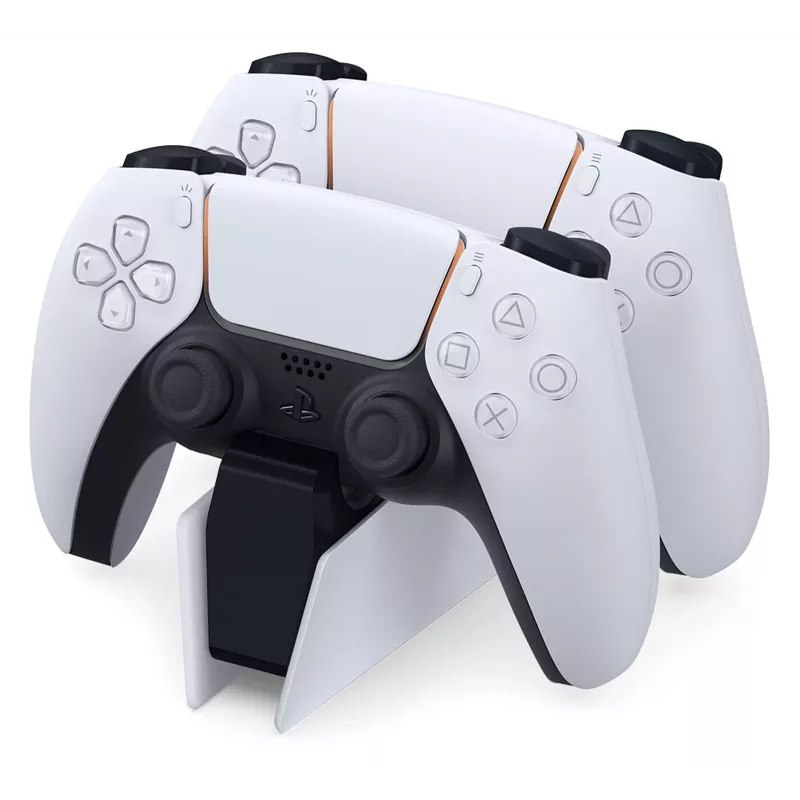 Base de carga Sony DualSense para 2 mandos PS5, blanca, mecanismo de encaje