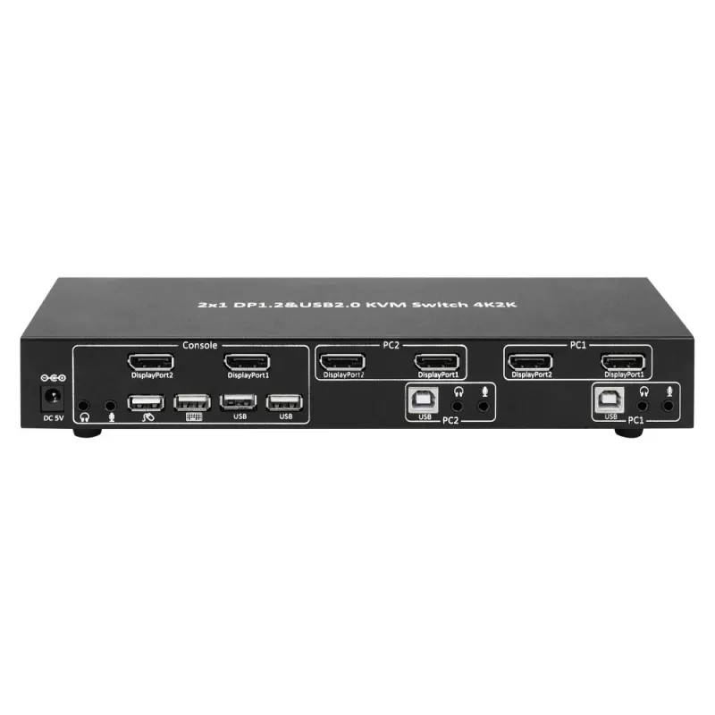 Conmutador KVM Techly IDATA DP-KVM2 negro