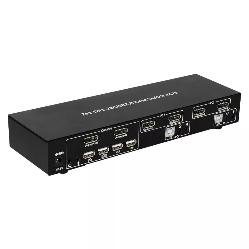 Conmutador KVM Techly IDATA DP-KVM2 negro