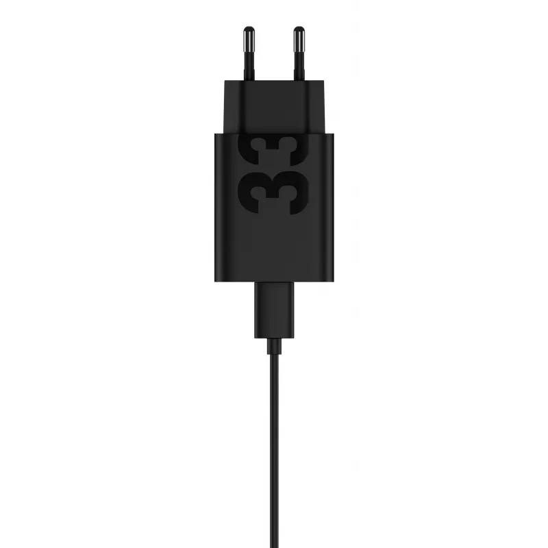 Adaptador de carga Motorola TurboPower 33W USB-C GaN negro, cable de 1 m, enchufe EU