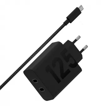 Cargador Motorola TurboPower 125W Duo universal negro de carga rápida CA para interiores