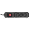 Regleta ActiveJet COMBO 3GN 1,5 m — 3 tomas tipo E, 230 V, 10 A, negra