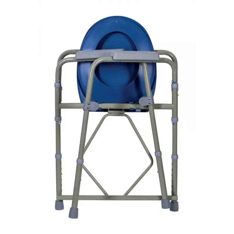 Silla de inodoro plegable ActionMed KT100AM — estructura de polietileno, altura ajustable, cubo de 5 l, peso máximo usuario 120 kg