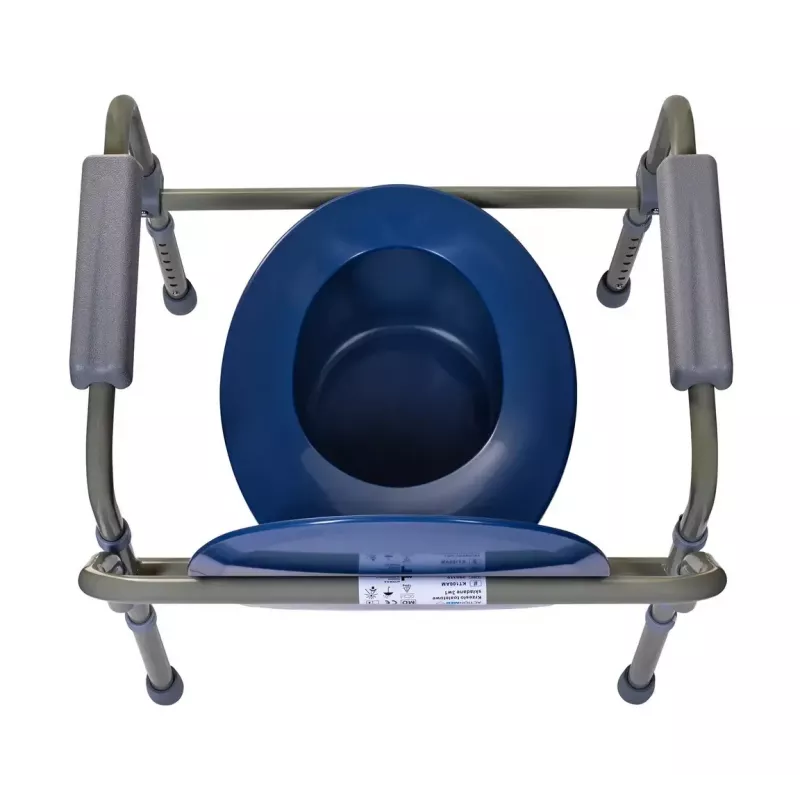 Silla de inodoro plegable ActionMed KT100AM — estructura de polietileno, altura ajustable, cubo de 5 l, peso máximo usuario 120 kg
