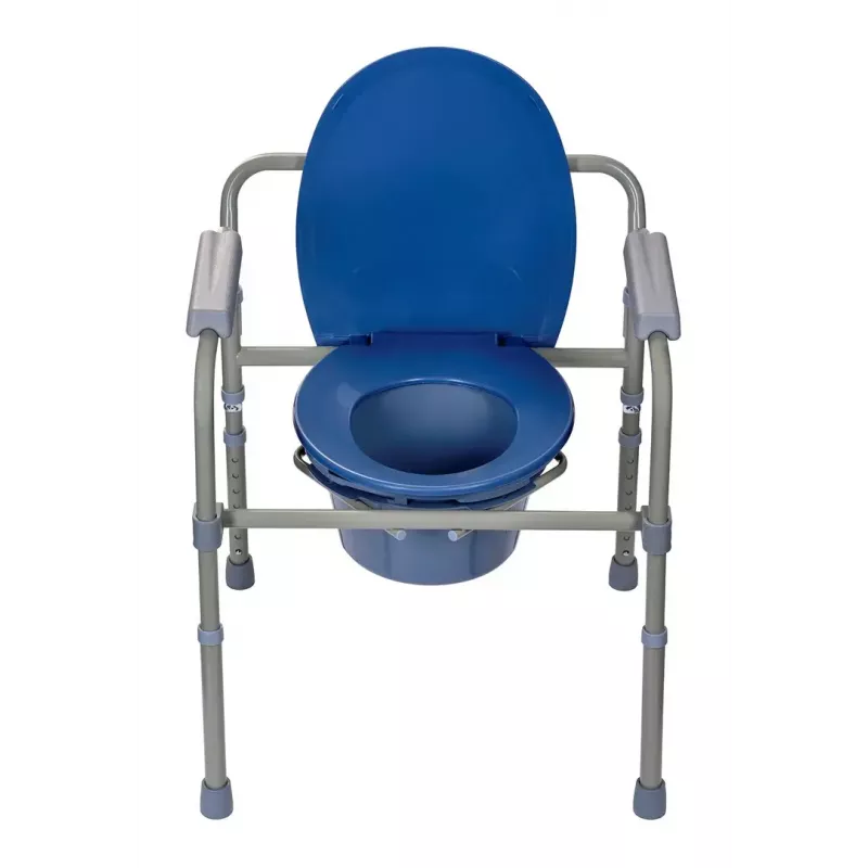 Silla de inodoro plegable ActionMed KT100AM — estructura de polietileno, altura ajustable, cubo de 5 l, peso máximo usuario 120 kg