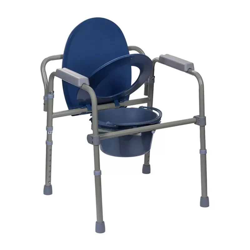 Silla de inodoro plegable ActionMed KT100AM — estructura de polietileno, altura ajustable, cubo de 5 l, peso máximo usuario 120 kg