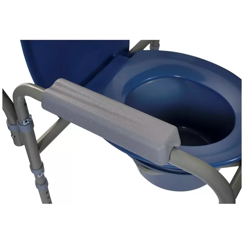 Silla de inodoro plegable ActionMed KT100AM — estructura de polietileno, altura ajustable, cubo de 5 l, peso máximo usuario 120 kg