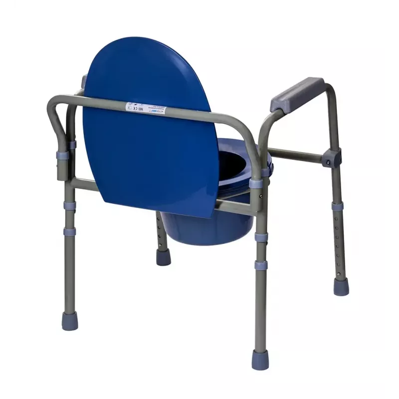Silla de inodoro plegable ActionMed KT100AM — estructura de polietileno, altura ajustable, cubo de 5 l, peso máximo usuario 120 kg