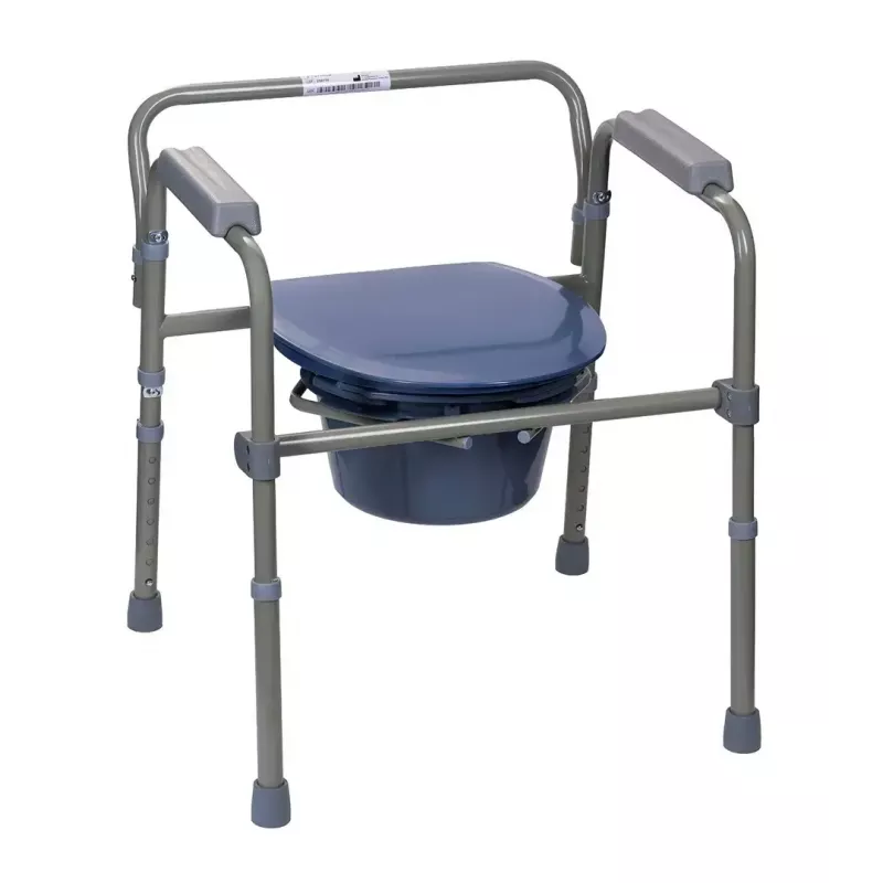 Silla de inodoro plegable ActionMed KT100AM — estructura de polietileno, altura ajustable, cubo de 5 l, peso máximo usuario 120 kg