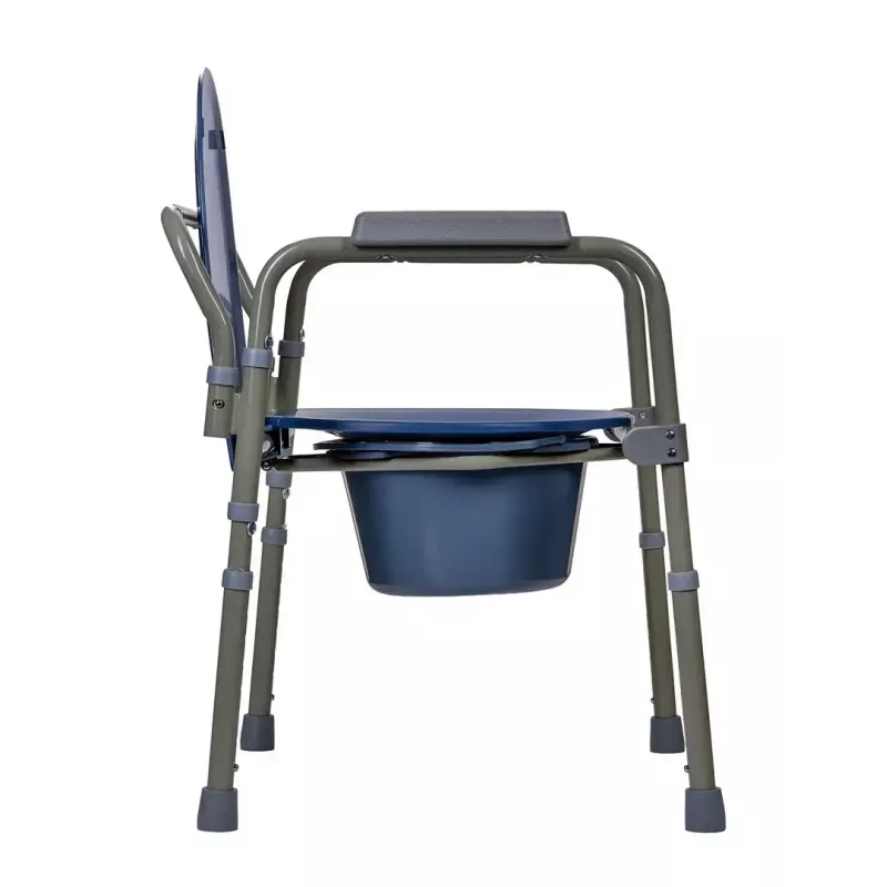 Silla de inodoro plegable ActionMed KT100AM — estructura de polietileno, altura ajustable, cubo de 5 l, peso máximo usuario 120 kg