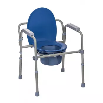 Silla de inodoro plegable ActionMed KT100AM — estructura de polietileno, altura ajustable, cubo de 5 l, peso máximo usuario 120 kg