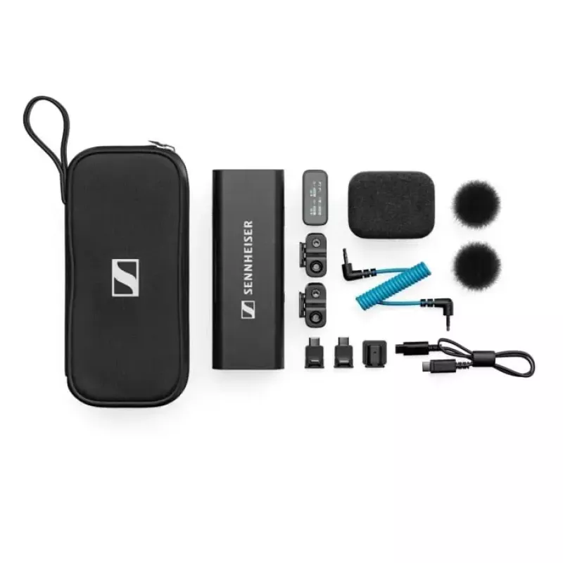 Sennheiser PROFILE WIRELESS set de micrófonos inalámbricos de 2 canales, 2,4 GHz, 2 micrófonos de clip, estuche de carga, funda