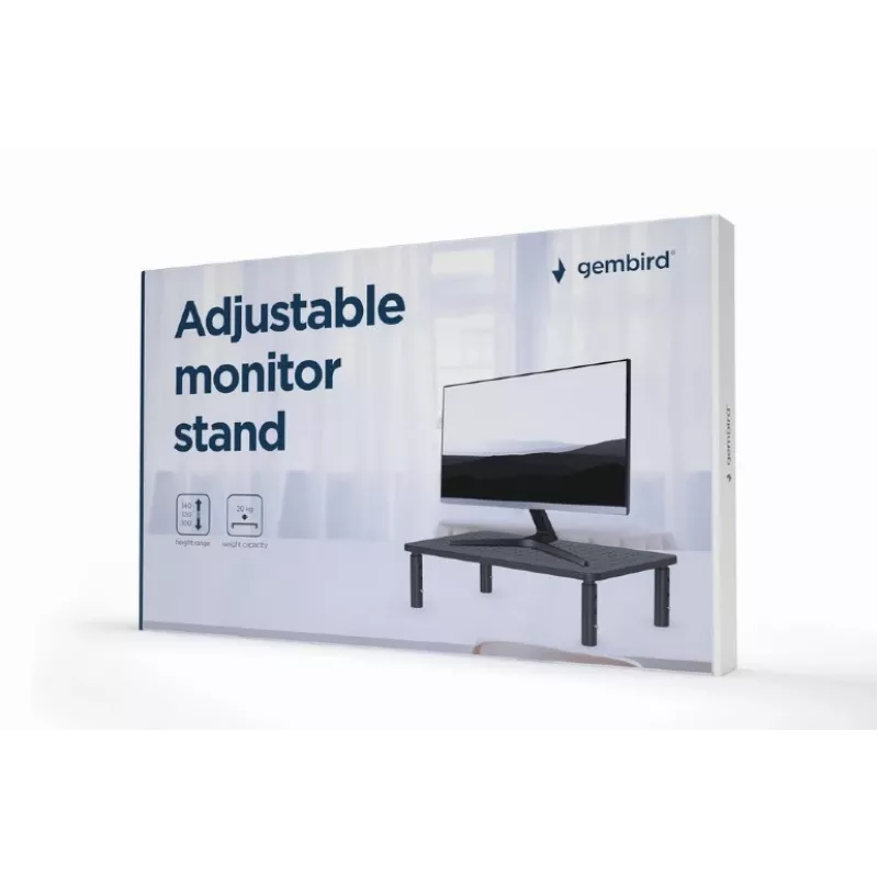 Soporte de monitor de sobremesa GEMBIRD MS-TABLE-01 – una pantalla, capacidad 20 kg, negro, ajuste manual de altura 100–140 mm