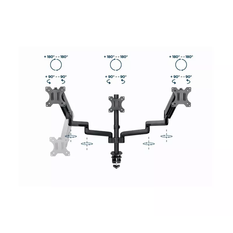 Soporte para monitor GEMBIRD MA-DA3-01 pinza de mesa/pasacables de 3 brazos para hasta 3×27