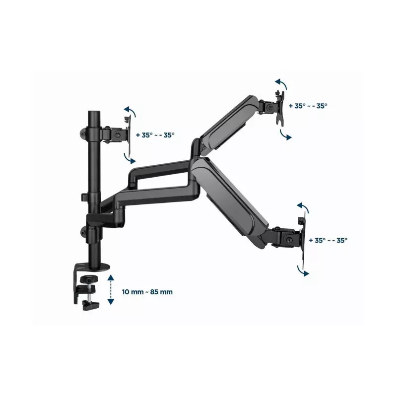 Soporte para monitor GEMBIRD MA-DA3-01 pinza de mesa/pasacables de 3 brazos para hasta 3×27