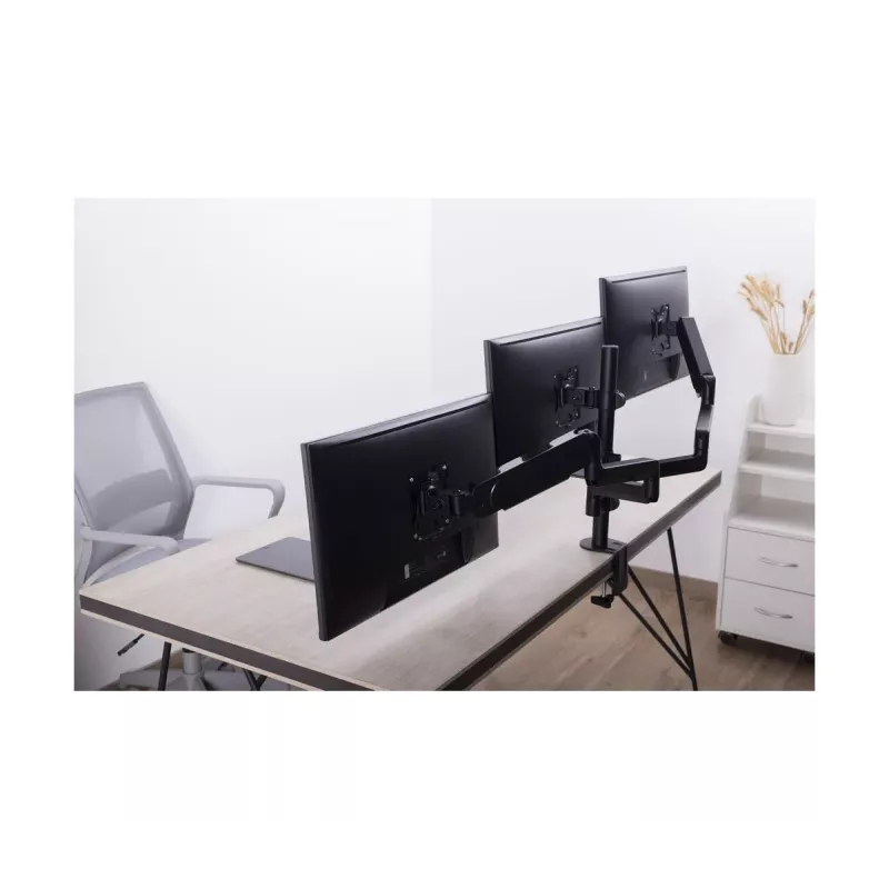 Soporte para monitor GEMBIRD MA-DA3-01 pinza de mesa/pasacables de 3 brazos para hasta 3×27