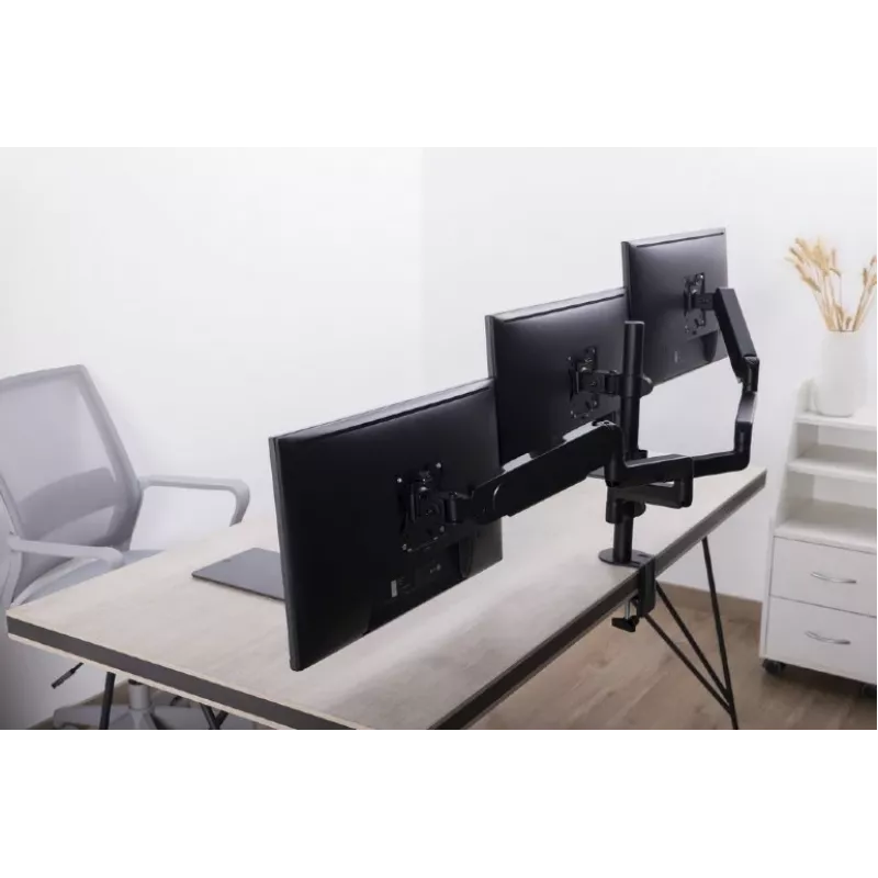 Soporte para monitor GEMBIRD MA-DA3-01 pinza de mesa/pasacables de 3 brazos para hasta 3×27