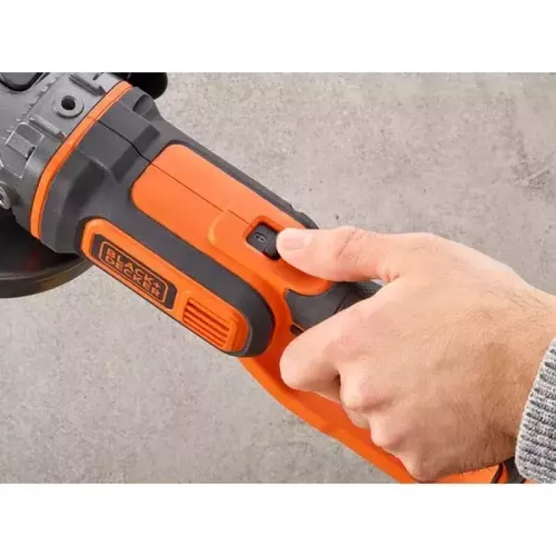 Amoladora angular Black & Decker BCG720N — inalámbrica 18V Li-Ion, disco de 12,5 cm, hasta 8600 rpm, 3 posiciones de agarre