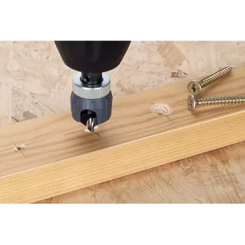 Atornillador de arranque Wolfcraft 2544000, vástago hexagonal, acero para herramientas, para metales no férricos, avellanado a 90°, incluye llave Allen