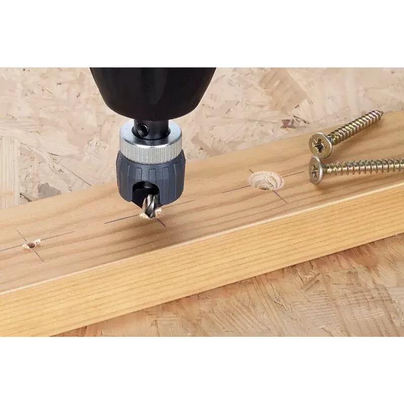 Atornillador de arranque Wolfcraft 2544000, vástago hexagonal, acero para herramientas, para metales no férricos, avellanado a 90°, incluye llave Allen