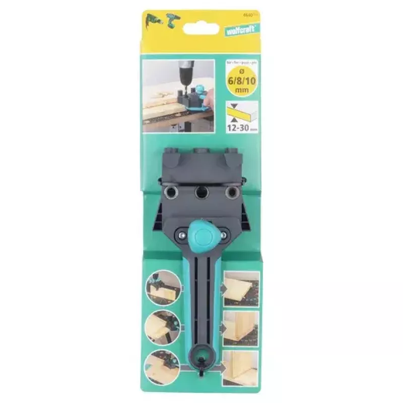 Herramienta de montaje Wolfcraft Dübelmeister para tacos 6/8/10 mm, grosor de placa 1,2–30 mm, plástico/acero, negro