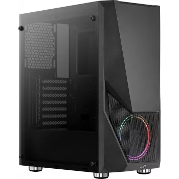 Caja de PC AEROCOOL Zauron torre Midi negra — torre Midi, ventana lateral, compatible con ATX/microATX/Mini-ITX, GPU máx. 32,5 cm, altura de disipador de CPU 166 mm, 2 bahías de 3,5 pulgadas, 4 bahías de 2,5 pulgadas