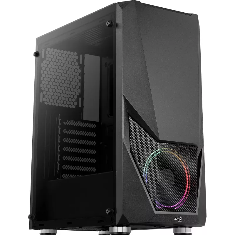 Aerocool PGS Zauron FRGB-G-BK-v1 caja de PC gaming Midi Tower, ATX/micro-ATX/Mini-ITX, vidrio templado, FRGB, negra