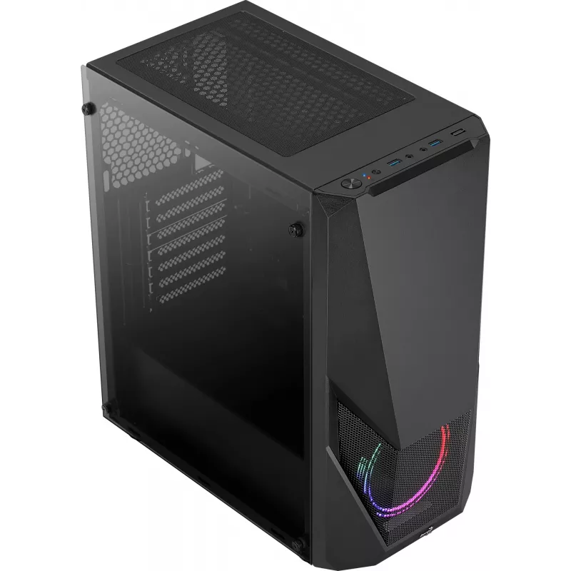 Aerocool PGS Zauron FRGB-G-BK-v1 caja de PC gaming Midi Tower, ATX/micro-ATX/Mini-ITX, vidrio templado, FRGB, negra