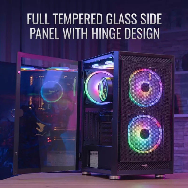 Aerocool PGS Graphite-G-BK-v2 FRGB caja de PC Midi Tower, ATX, negra