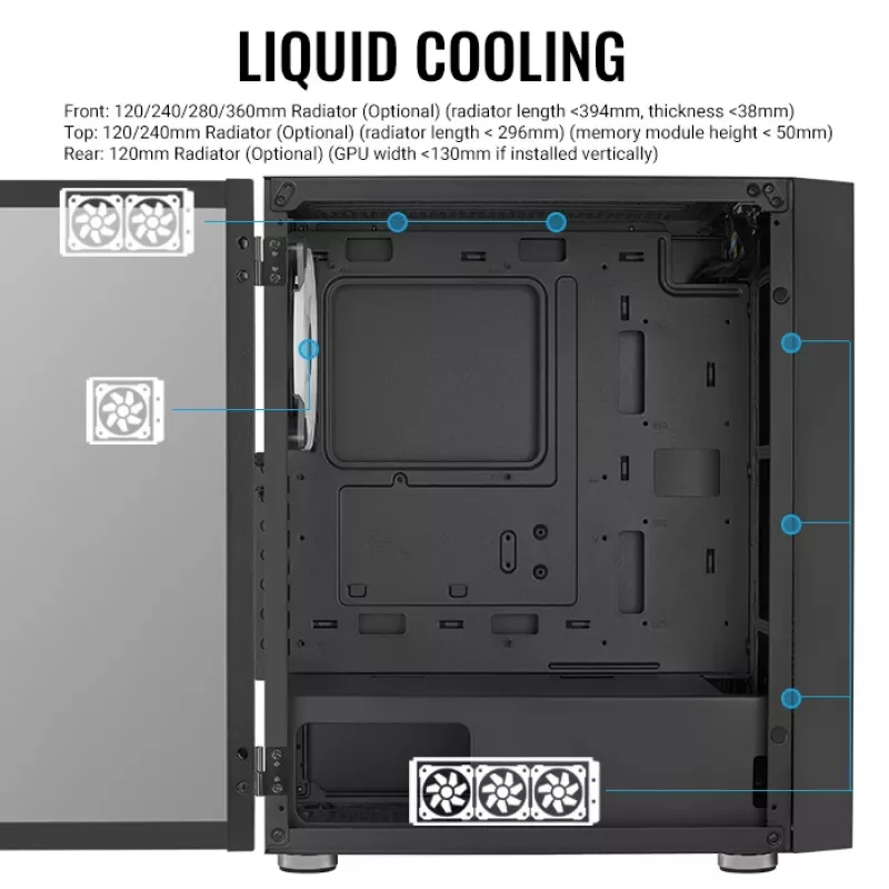 Aerocool PGS Graphite-G-BK-v2 FRGB caja de PC Midi Tower, ATX, negra