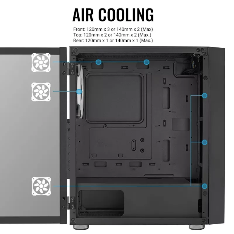 Aerocool PGS Graphite-G-BK-v2 FRGB caja de PC Midi Tower, ATX, negra