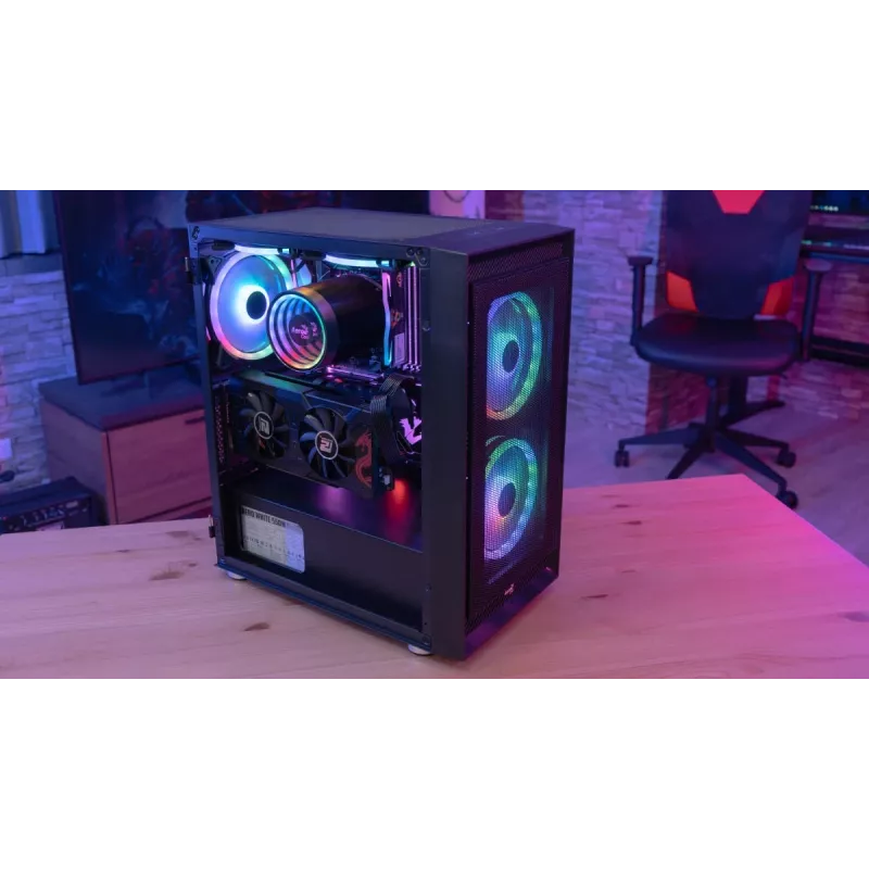 Aerocool PGS Graphite-G-BK-v2 FRGB caja de PC Midi Tower, ATX, negra