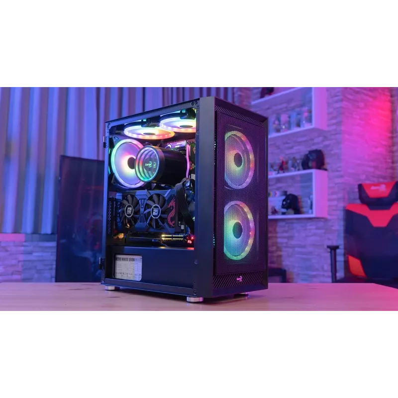 Aerocool PGS Graphite-G-BK-v2 FRGB caja de PC Midi Tower, ATX, negra