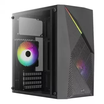 Caja de PC AEROCOOL Raider Mini G V3 Mini-ITX / microATX, negra, ventana lateral, LED verde, GPU máx. 285 mm, disipador de CPU 159 mm