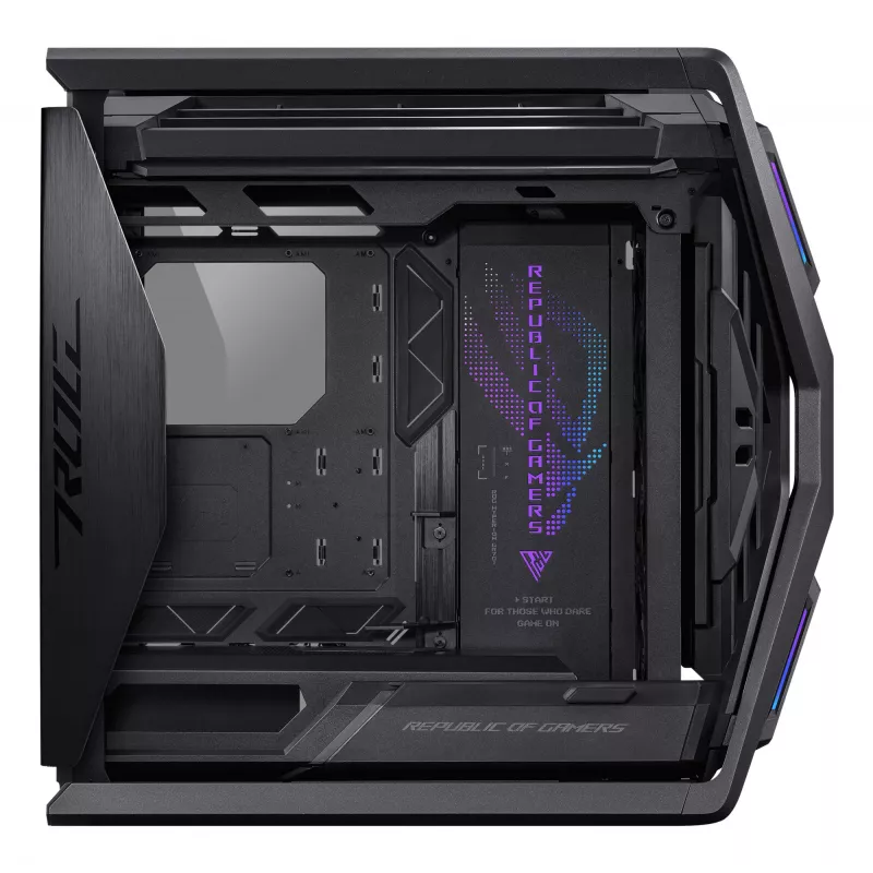 Caja de PC ASUS ROG Hyperion GR701 BTF Edition torre — negra, cristal templado, compatible con E-ATX/ATX/microATX, GPU 46 cm, radiador superior 420 mm