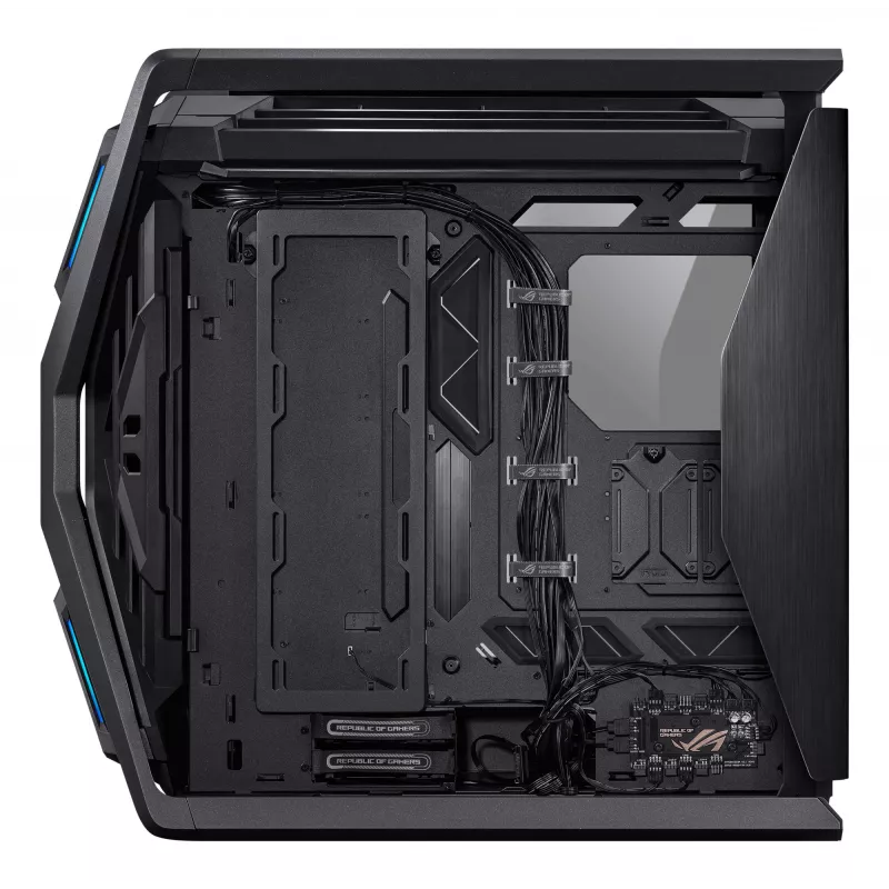 Caja de PC ASUS ROG Hyperion GR701 BTF Edition torre — negra, cristal templado, compatible con E-ATX/ATX/microATX, GPU 46 cm, radiador superior 420 mm