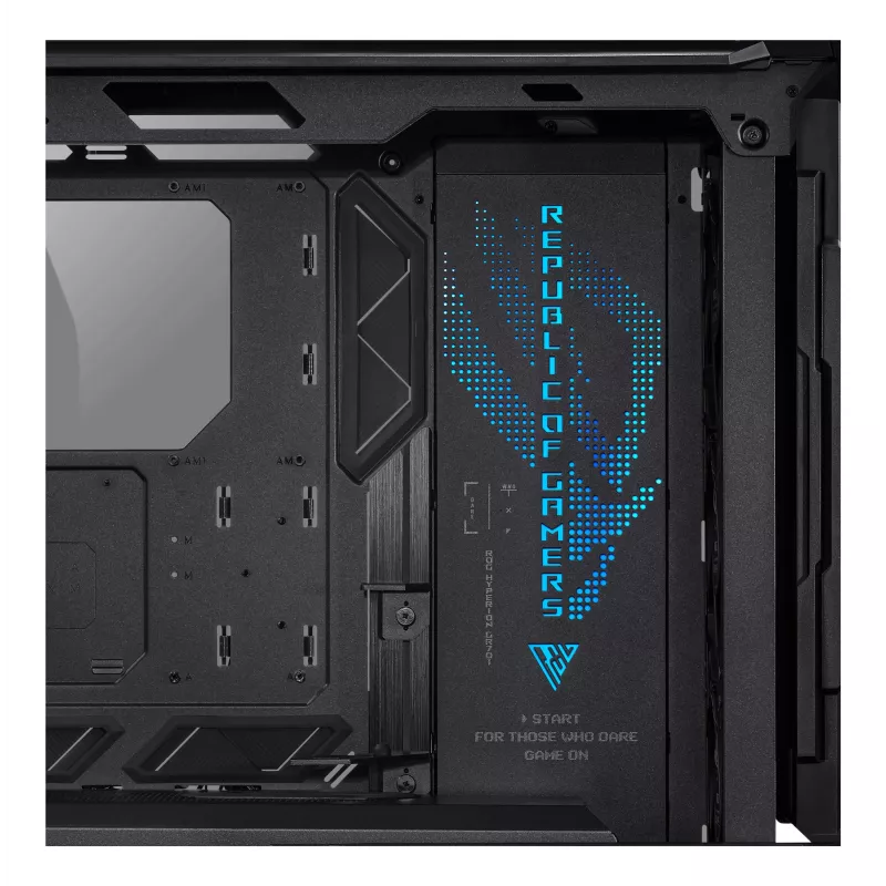Caja de PC ASUS ROG Hyperion GR701 BTF Edition torre — negra, cristal templado, compatible con E-ATX/ATX/microATX, GPU 46 cm, radiador superior 420 mm