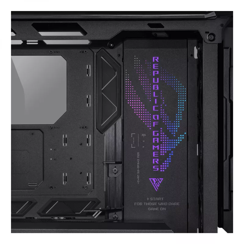 Caja de PC ASUS ROG Hyperion GR701 BTF Edition torre — negra, cristal templado, compatible con E-ATX/ATX/microATX, GPU 46 cm, radiador superior 420 mm