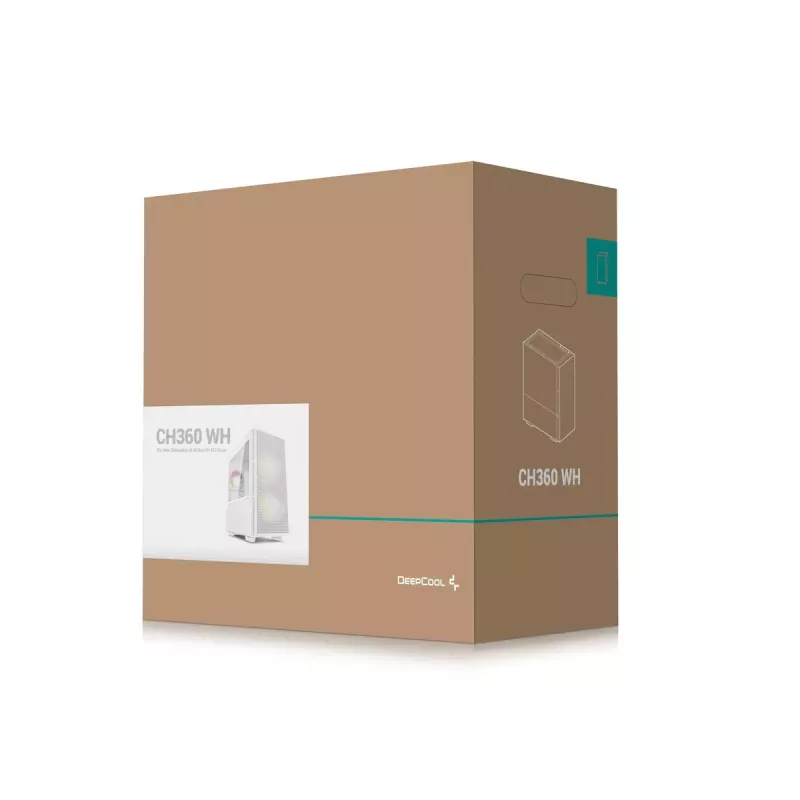 DeepCool CH360 caja de PC Micro-ATX, vidrio templado, sin fuente de alimentación, blanca