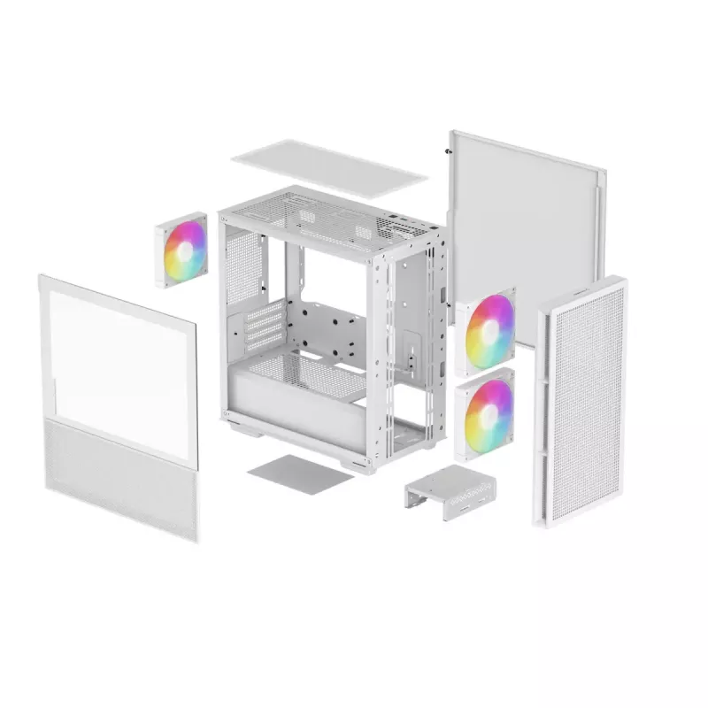DeepCool CH360 caja de PC Micro-ATX, vidrio templado, sin fuente de alimentación, blanca