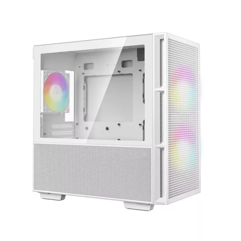 DeepCool CH360 caja de PC Micro-ATX, vidrio templado, sin fuente de alimentación, blanca