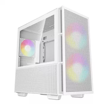 Caja de PC DeepCool CH360 micro ATX blanca — cristal templado, 2 ventiladores frontales de 140mm, USB-C, compatible con GPU de hasta 320 mm